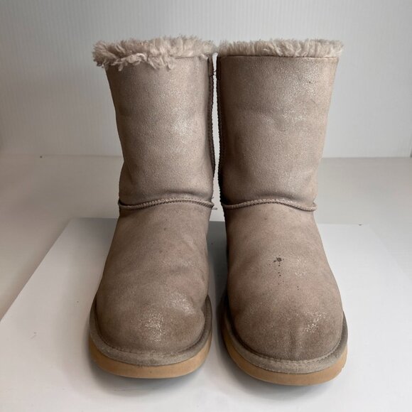 UGG Boot Women 12 Bailey Bow Shimmer Sheepskin Classic Shearling Party Core Go - Picture 2 of 16